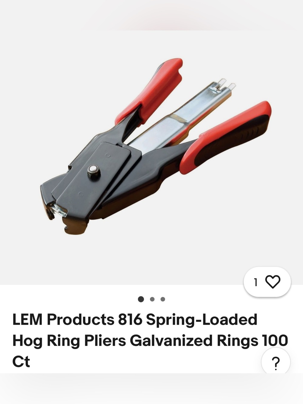 Red-Handled Hog Ring Pliers - Heavy-Duty Spring-Loaded Tool